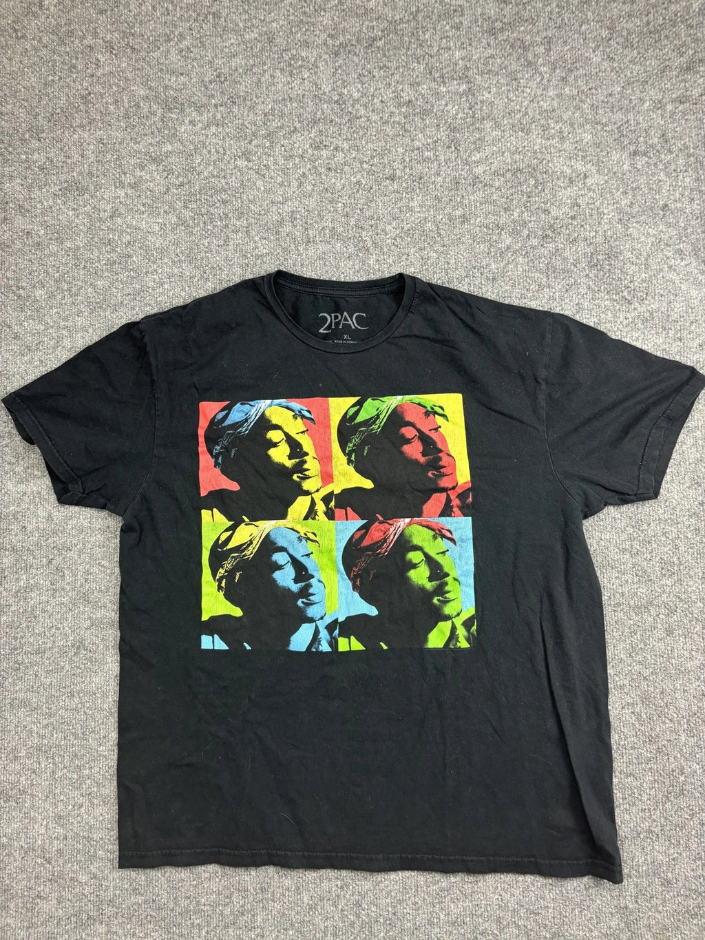 2PAC Shirt Mens XL Black Pop Art Quad Portrait Graphic Rap HipHop Tee 2022 Amaru