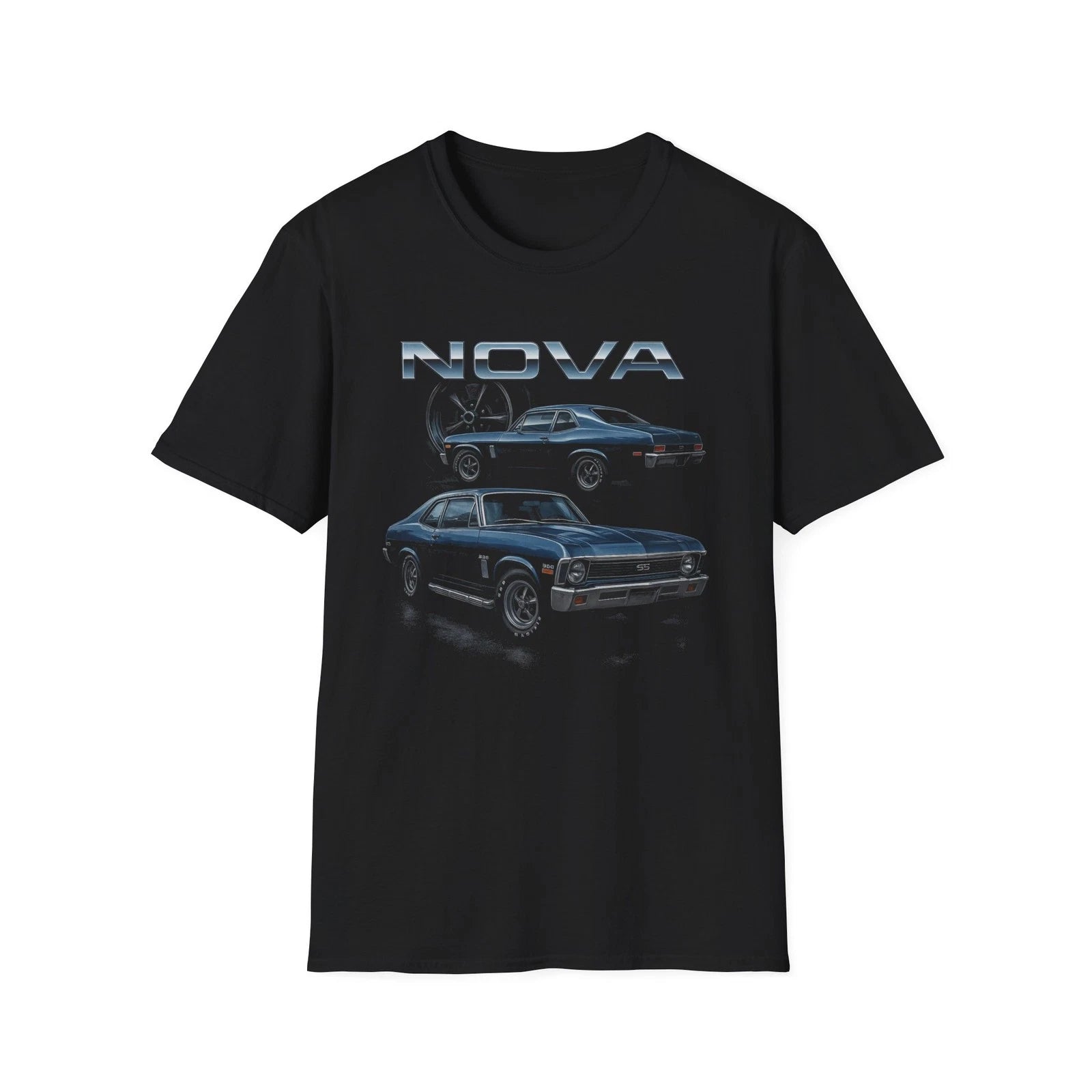 1970 Chevy Nova SS T-Shirt – Vintage Blue Muscle Car Graphic Retro Racing Tee