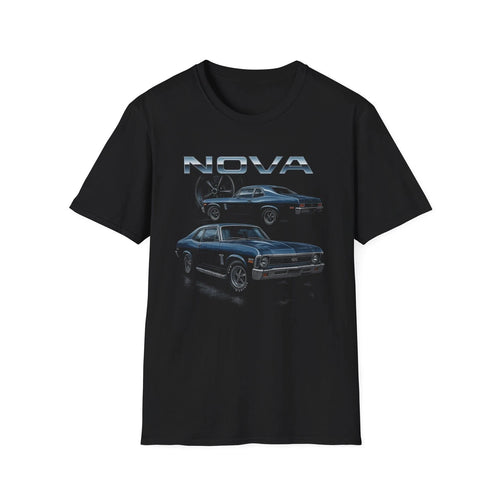 1970 Chevy Nova SS T-Shirt – Vintage Blue Muscle Car Graphic Retro Racing Tee