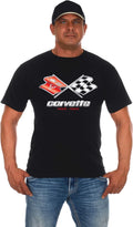 JH Design Mens Chevy Corvette T-Shirt C3 Series Logo Black Crew Neck Shirt