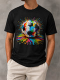 Colorful Soccer Ball Paint Splash Graphic T-Shirt Sports Art Tee