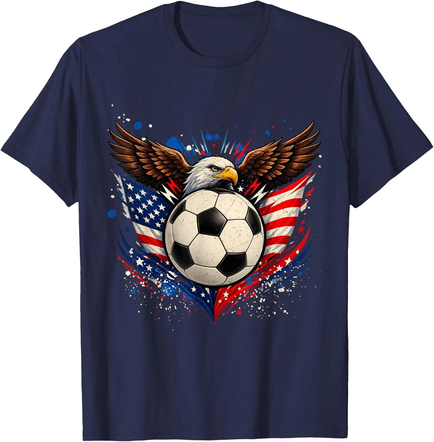 American Flag Soccer Ball 4th of July Patriotic Men Women Unisex T-Shirt