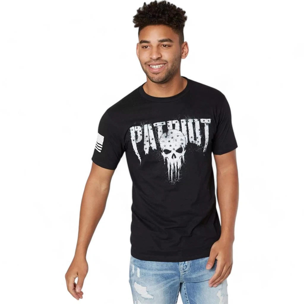 Men's Howitzer Patriot Smash Black Skull Y2K Patriotic USA Tee T-Shirt XL