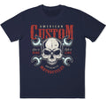 Skull Biker T-Shirt Motorcycle Wrench American Custom Ride To Live Graphic Tee