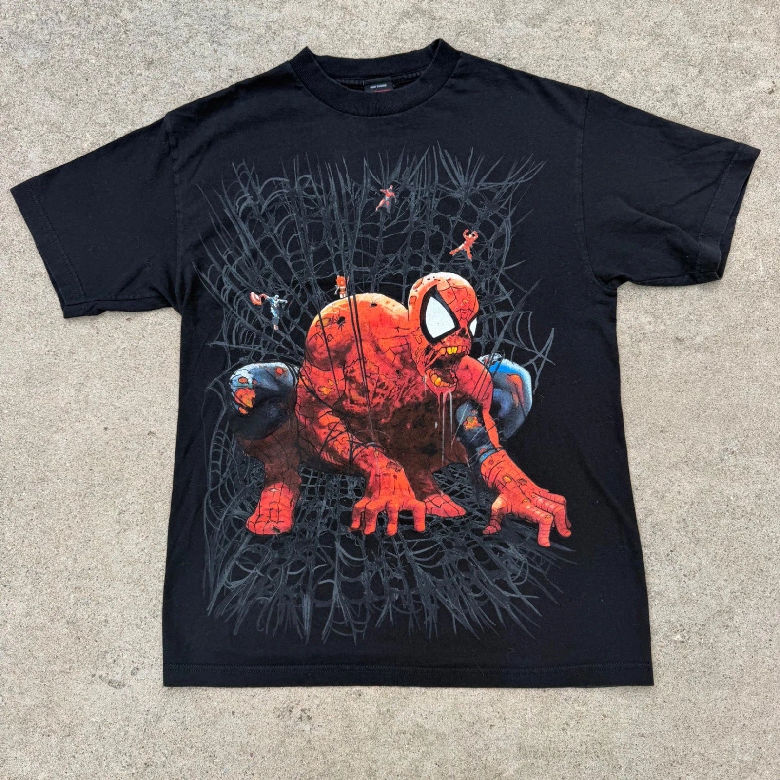 Mad Engine | Marvel Zombie Spider-Man T-Shirt Y2K Vintage Black Mens Medium