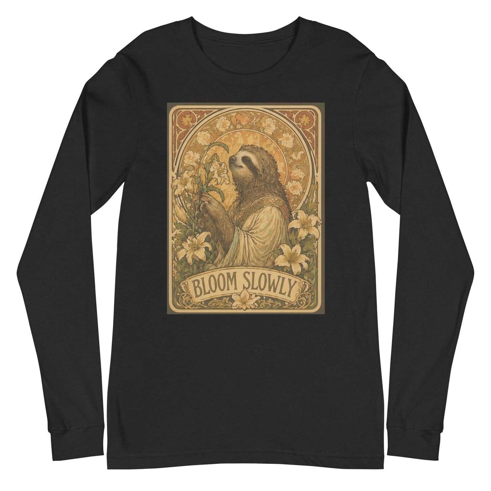 Sloth Art Nouveau Long Sleeve T-shirt - Bloom Slowly