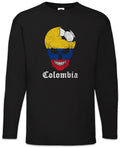 Colombia Football Skull I Men Long Sleeve T-Shirt colombian Soccer Flag