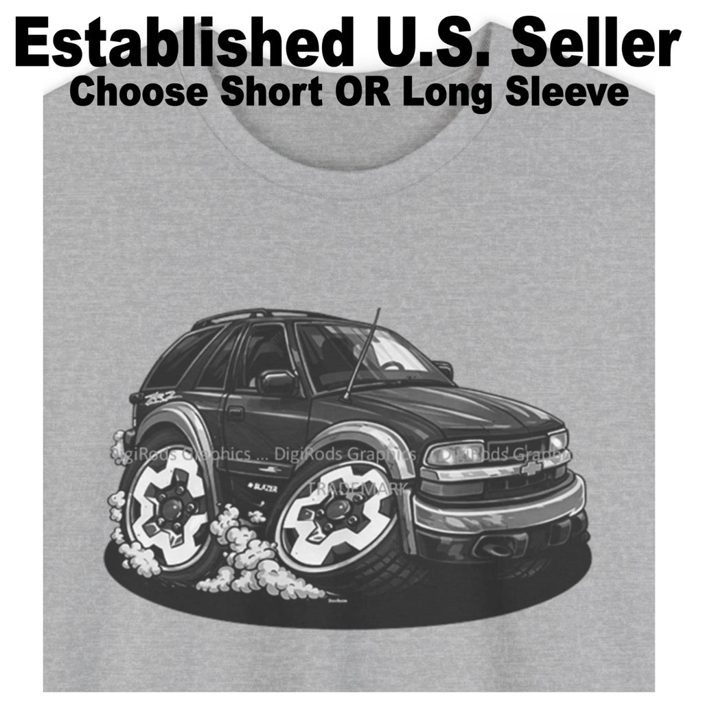 DigiRods Chevy Blazer ZR2 Model Black And White Art Cartoon Car T Shirt