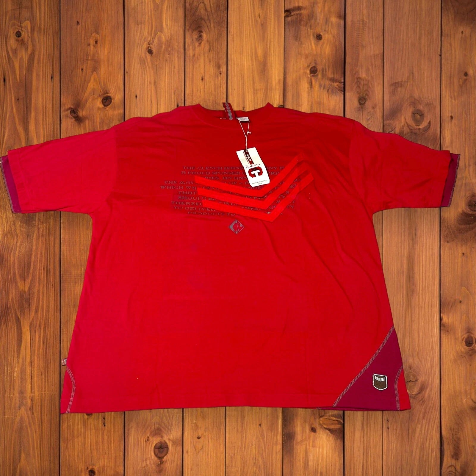 NWT Short Sleeves T-Shirt XL Red Y2K CLENCH JEANS Men's Faux Undershirt