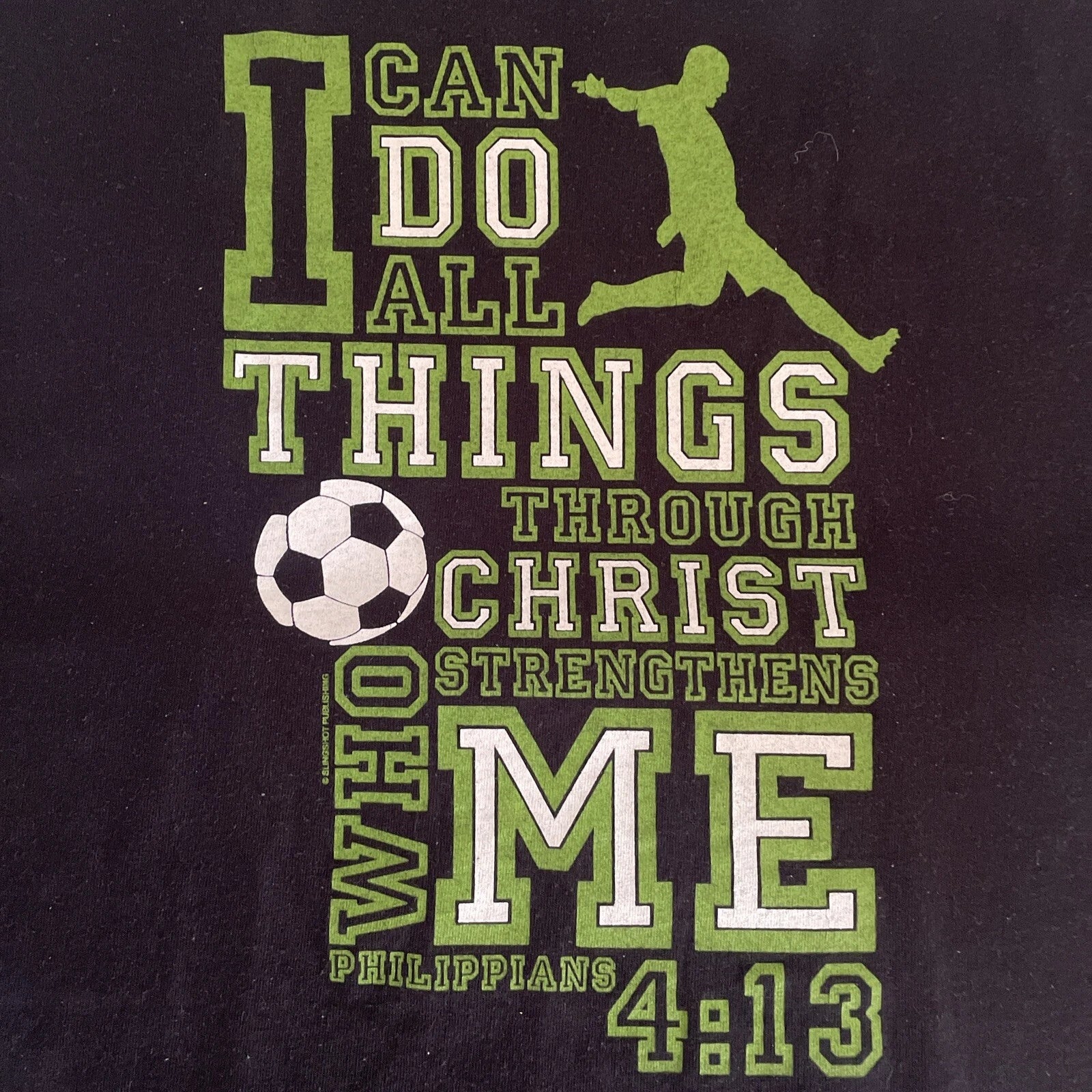 T-Shirt Jesus Philippians 4:13 I Can Do All Things Through Christ XL Soccer 3D14