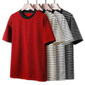 Men Loose Fit Striped T Shirt Short Sleeve Round Neck Casual Daily Wear Top