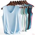 Tank Male Muscle V-Neck Vest Fashion Good Stretchy Ice Silk Personalized