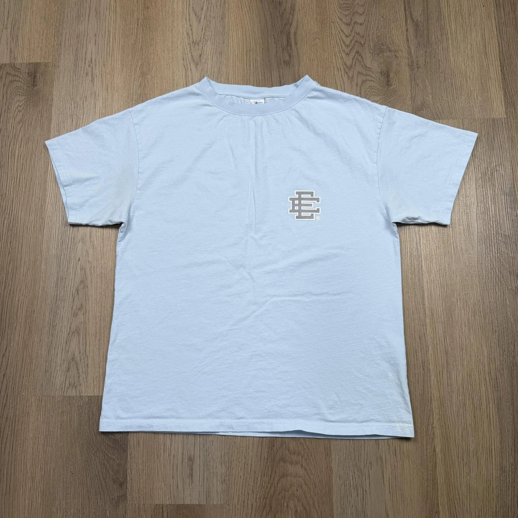 Eric Emanuel Shirt Mens Medium Blue Monogram Logo Graphic Tee Made In Portugal