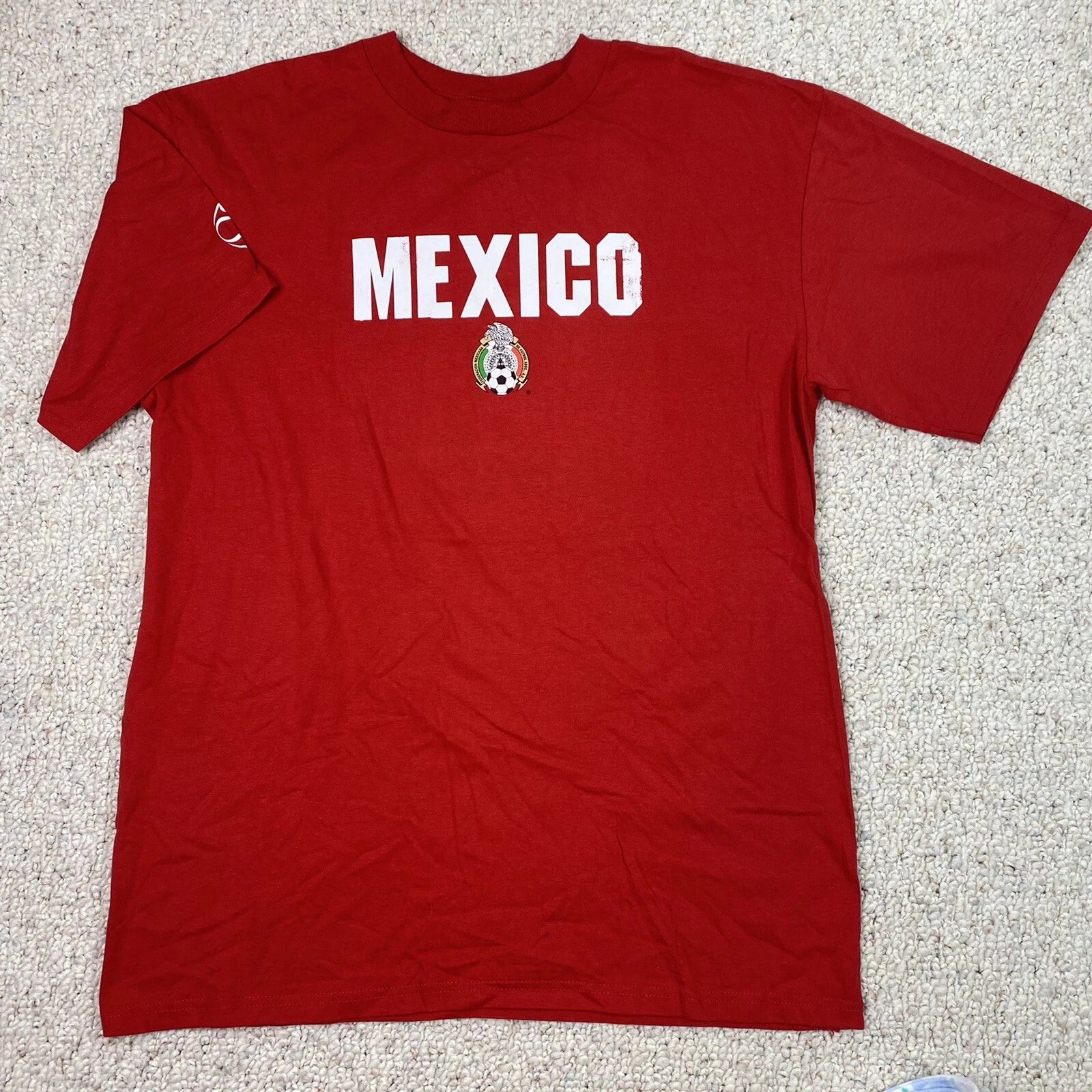Adidas T Shirt sz M Red Mexico Football 100% Cotton Sporty Streetwear Soccer