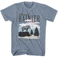 National Parks - Ranier Minimalist Landscape - American Classics - Heather Blue