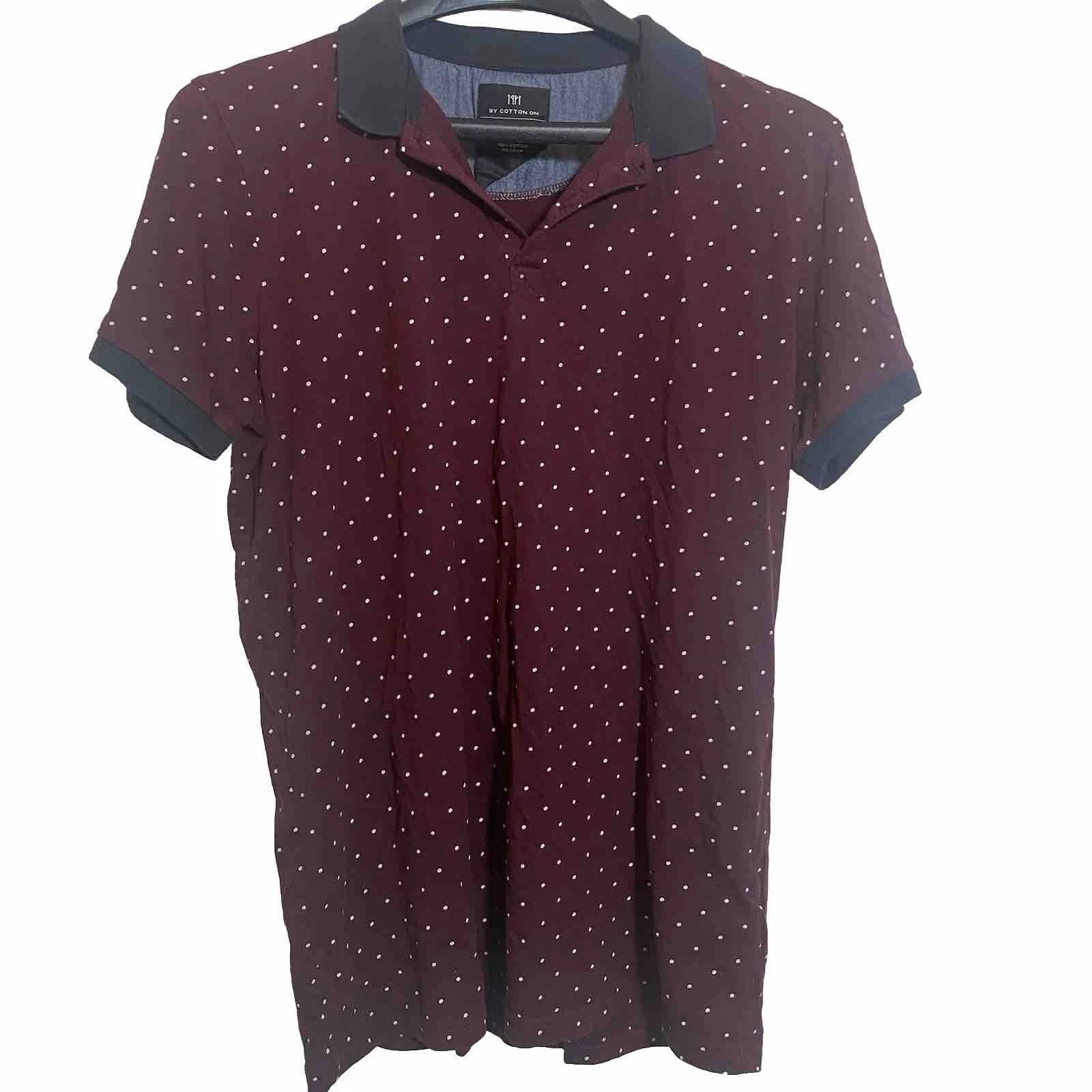 1991 by Cotton On T-Shirt Men’s Size M Burgundy Short Sleeve Polka Dot Mens