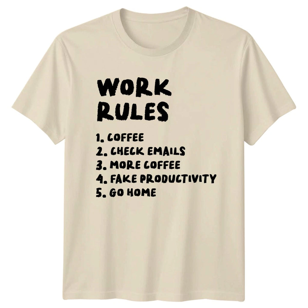 Work Rules Coffee Check Emails T-Shirt Coffee Humor Office Gift For Him And Her