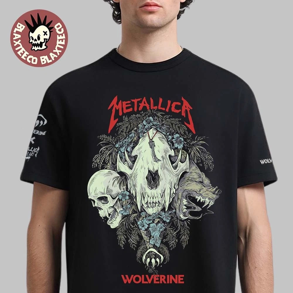 Metal X Wolverine Boots Exclusive Merch Wolverine Skull Adorned T-Shirt