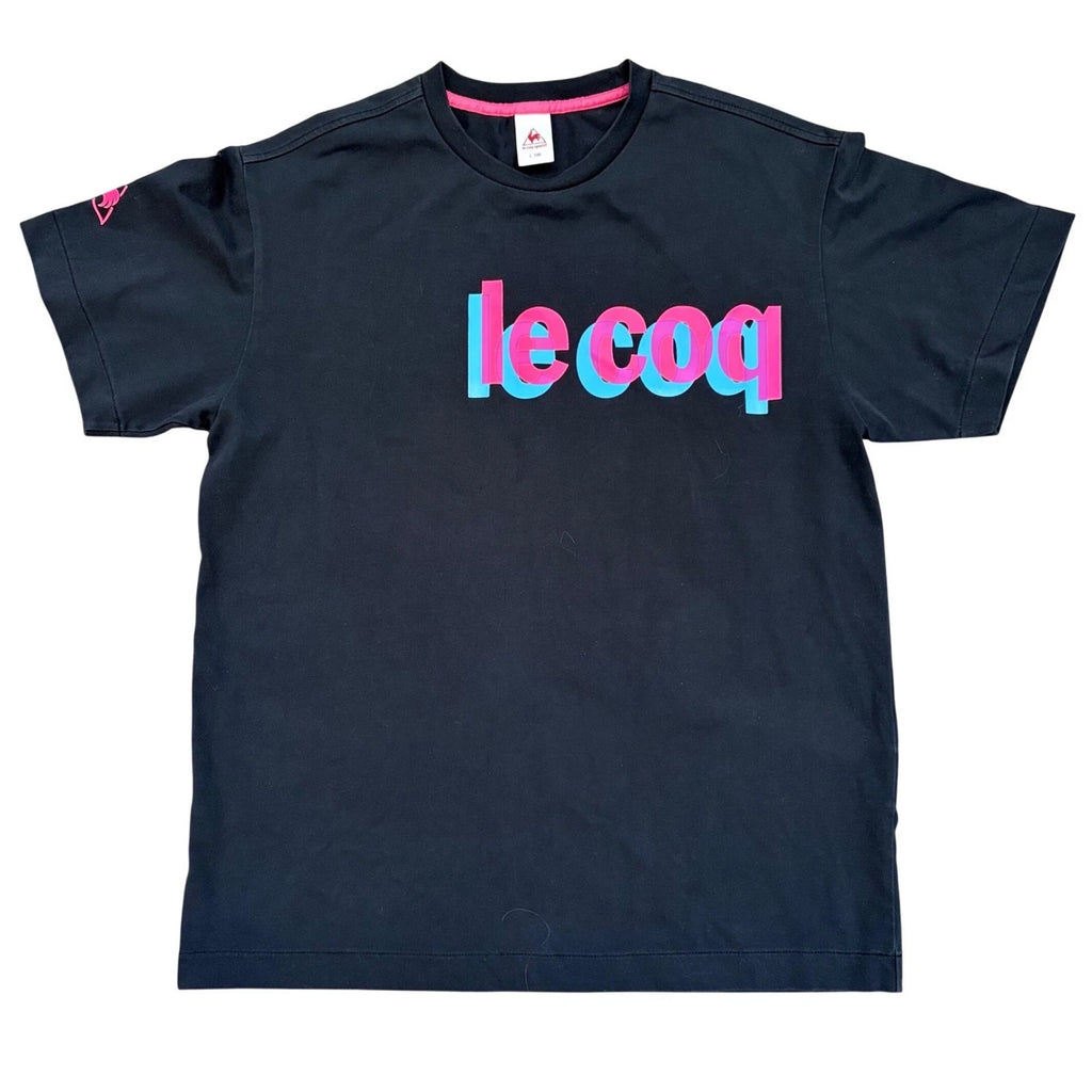 Le Coq Sportif Tee LG Black Neon Logo Graphic Shirt Y2K Streetwear Retro Sport