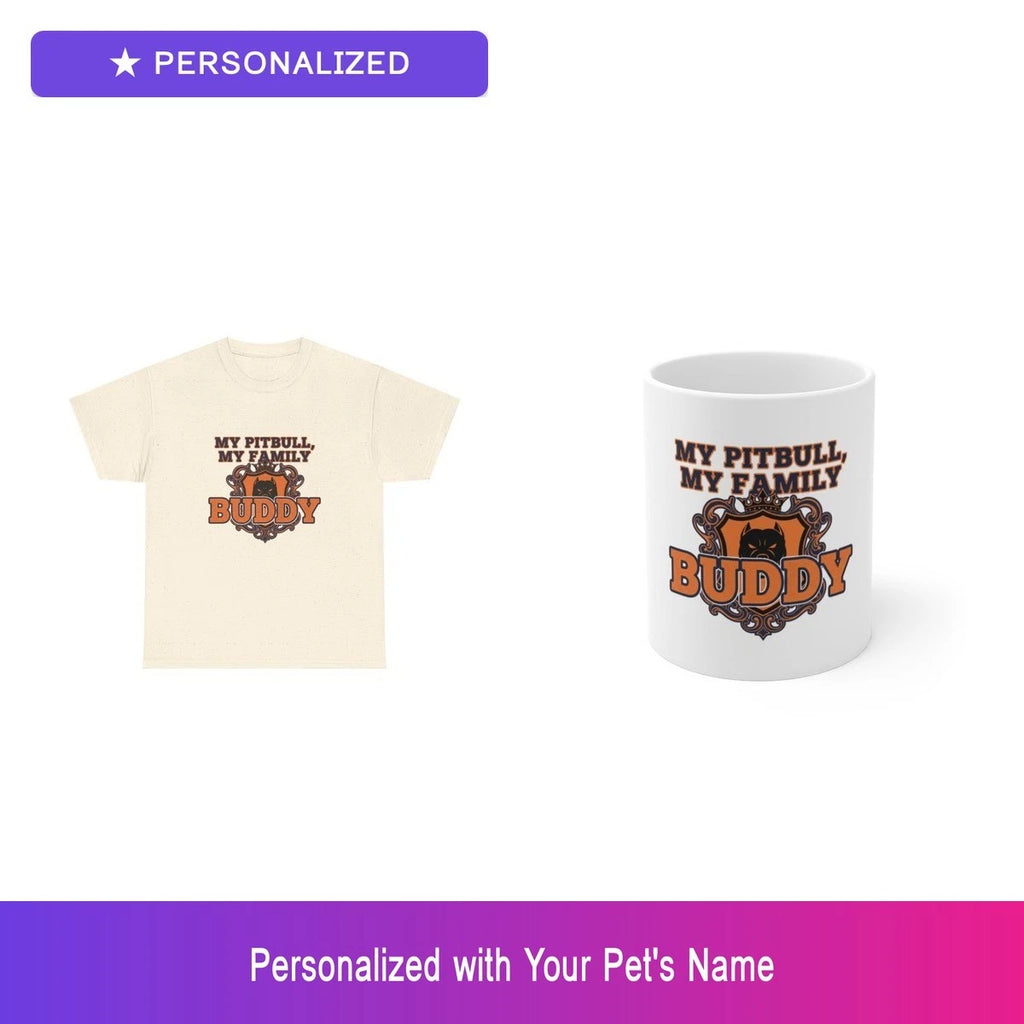 Custom Pitbull Pit Bull Pet Family Gift Set Shirt Mug Personalized Name Bundle