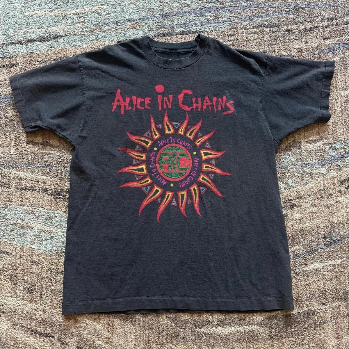 Vintage 90s Alice In Chains Sun Shirt - Grunge Rock Band Tee