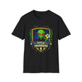 Alien Soccer Crest T-Shirt Pitch Invaders Pixel Art Space Football Badge Tee