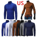 Mens Long Sleeves Top Mock Neck T-Shirt Slim Fit Tops Solid Color AU