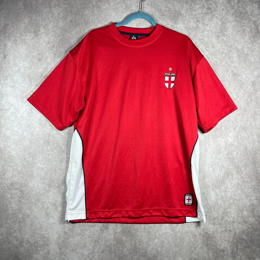 England Football Retro Jersey Top Mens XL Red White St. George Cross FIFA Soccer