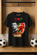 Football Legend Inspired Cartoon Shirt, Soccer Star Tee Portuguese Football Top
