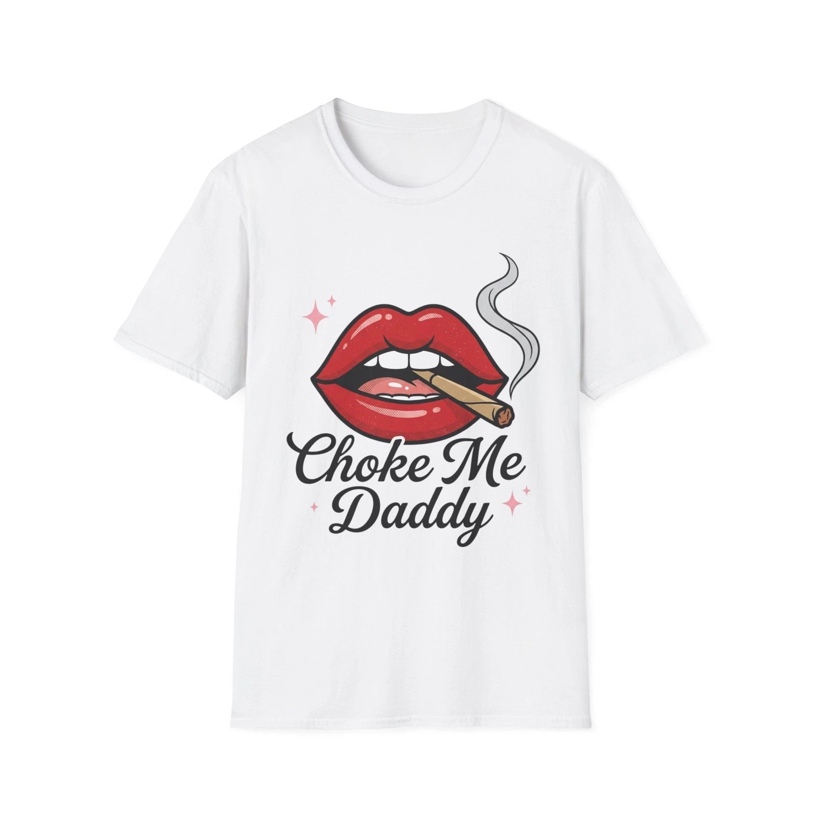 Red Lips Smoking Graphic T-Shirt | 'Choke Me Daddy' Script