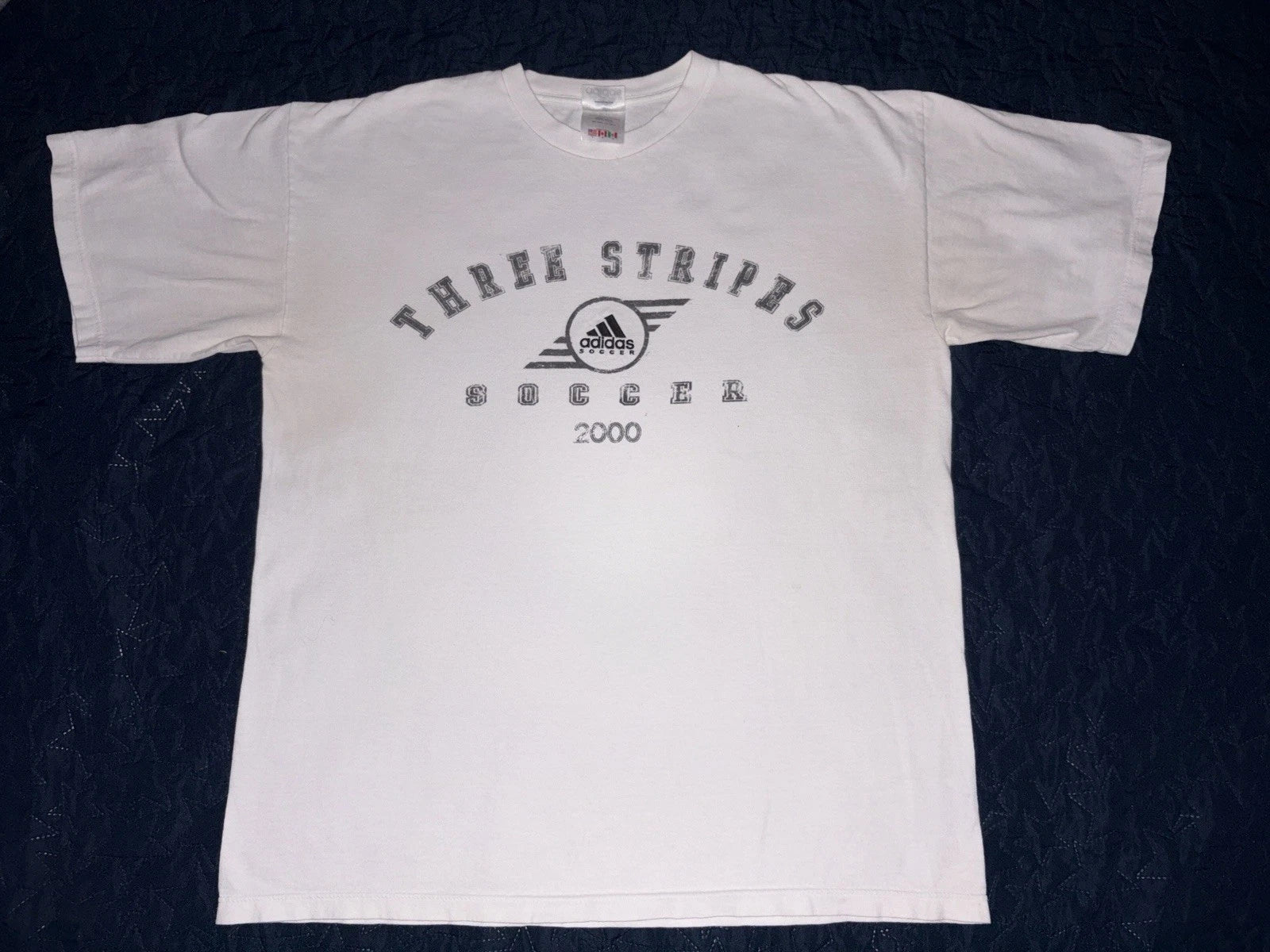 Vintage 2000 Adidas Three Stripes Soccer T Shirt Sz L Sports Football