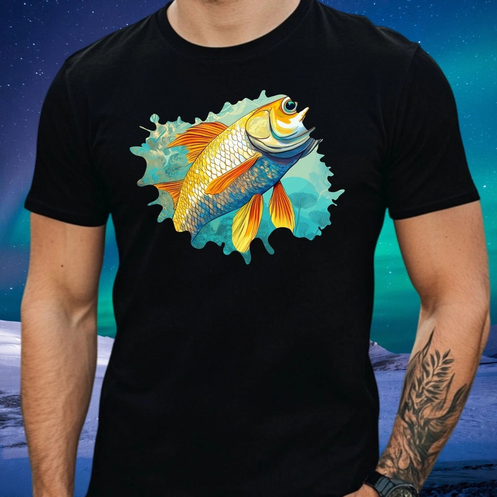 Mens Gadus Morhua Fish Motif Cotton T-Shirt Size XS to 5XL