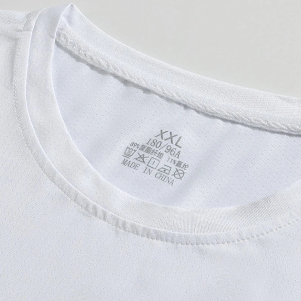 Mens Fashion Short Sleeved Round Neck Thin Quick Dry Top for Daily Wear