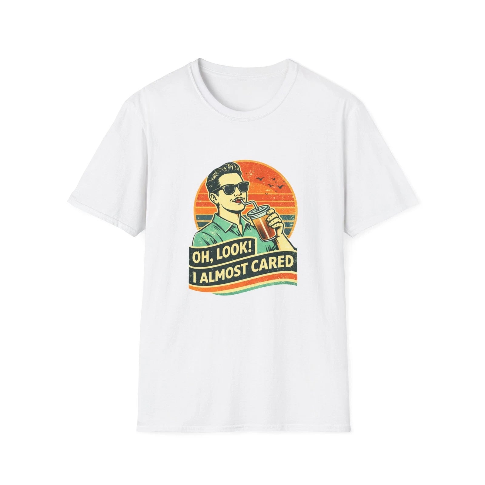 Funny Retro Sarcastic Shirt I Almost Cared Vintage Aesthetic Tee Trendy Graphic