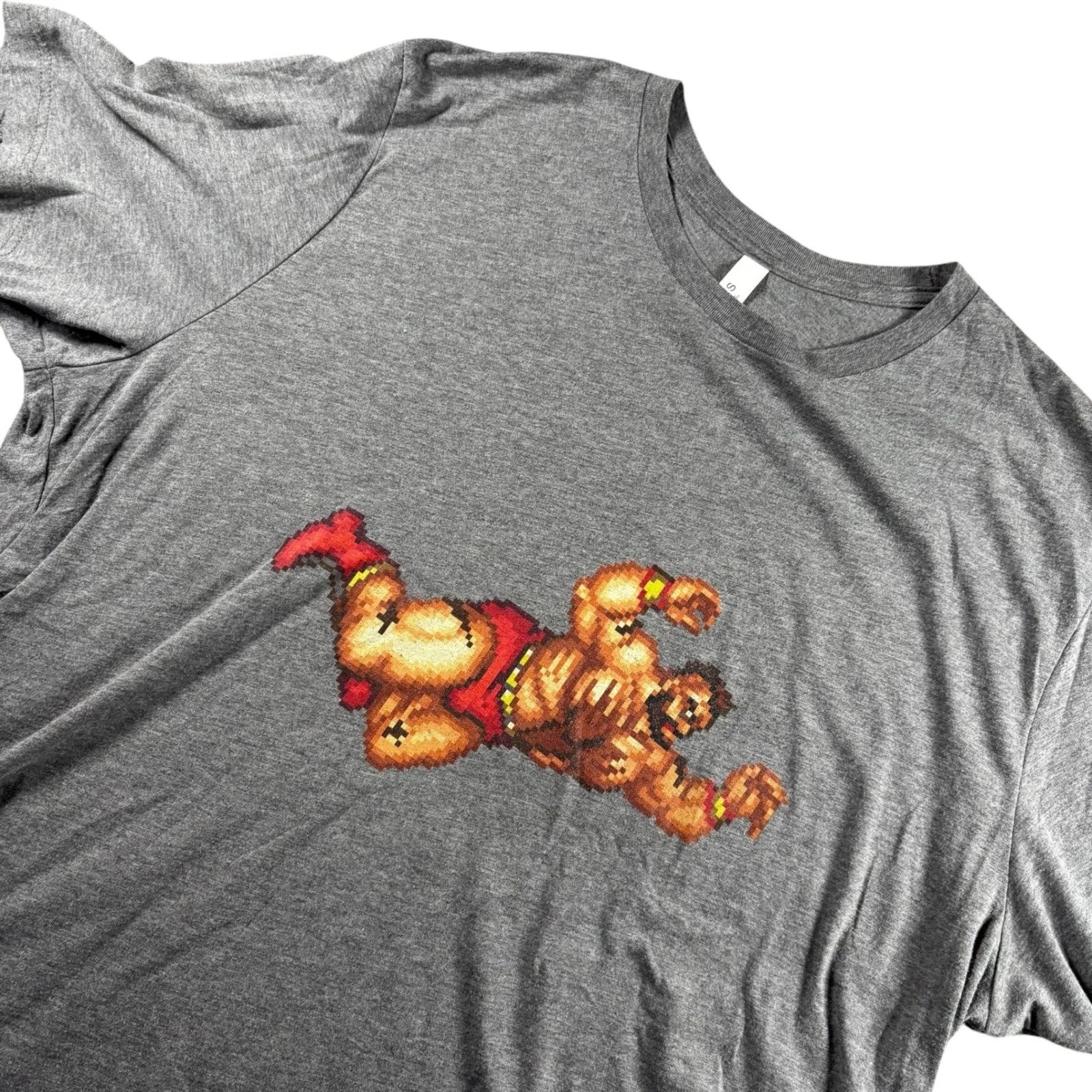 Gamer Street Fighter Zangief Graphic Tee Mens 2XL Gray Pixel Art T-Shirt