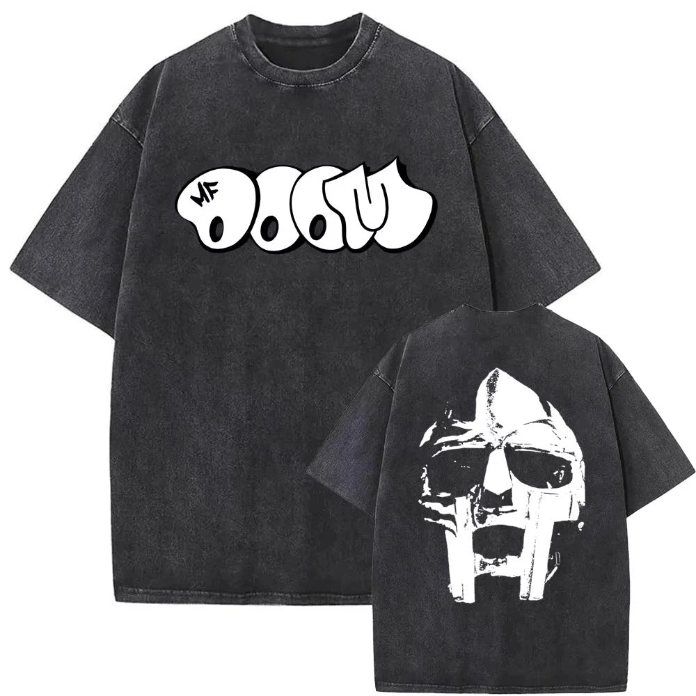 MF DOOM Washed Black Graphic T Shirt Hip Hop Rap Streetwear Unisex Tee