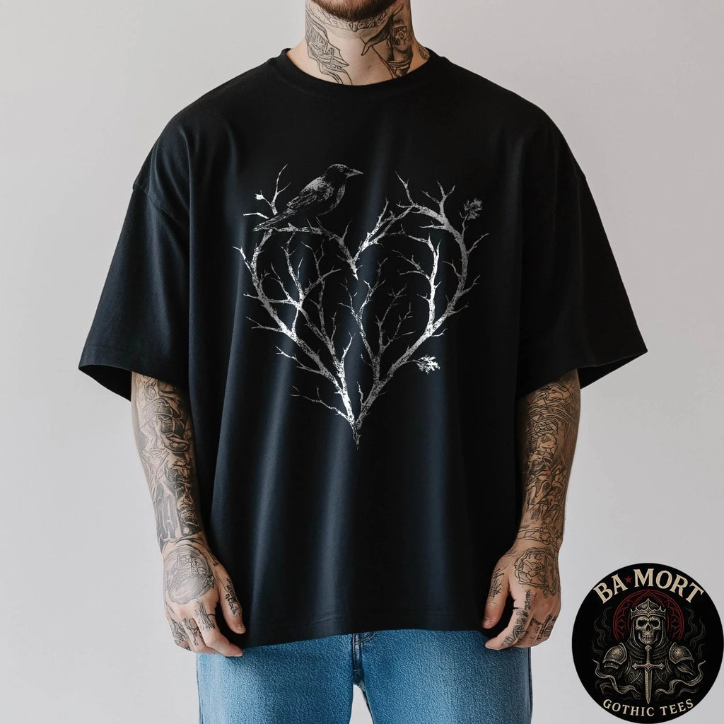 Gothic Raven Crow Heart Tree Thorn Love Goth Alt Alternative T-Shirt
