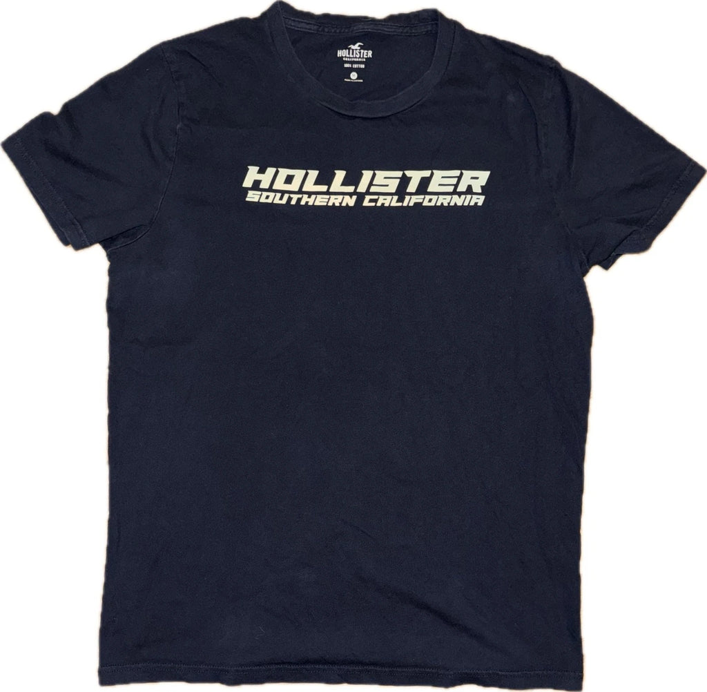 Hollister Graphic T Shirt Mens Medium Navy Y2K