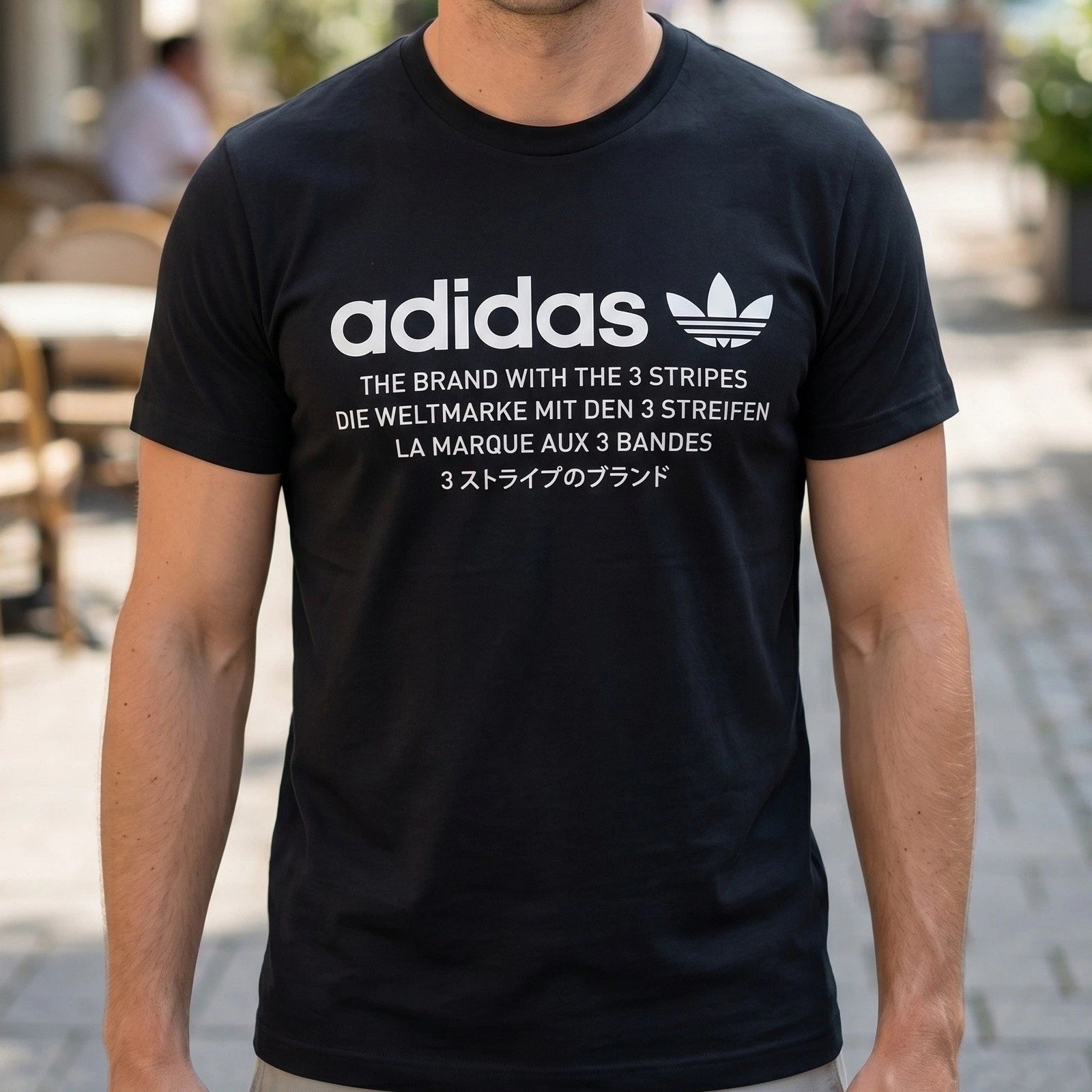 Adidas Originals Mens Black The Brand With The 3 Stripes Trefoil Graphic T-Shirt