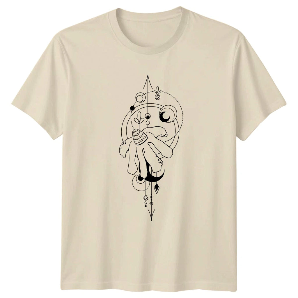 Boho Flower Moon Geometric Art T-Shirt Celestial Botanical Birthday Gift