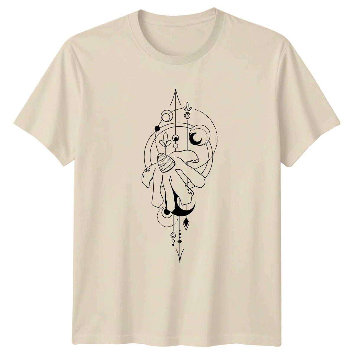 Boho Flower Moon Geometric Art T-Shirt Celestial Botanical Birthday Gift