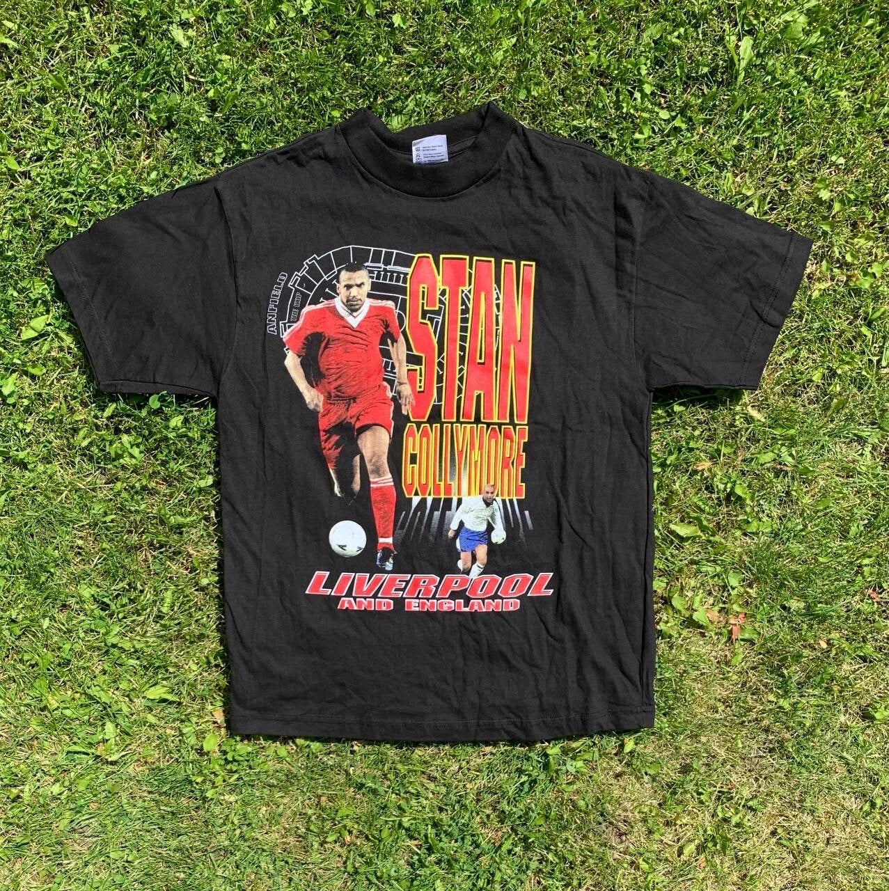 Stan Collymore 90s Liverpool England Vintage T Shirt Football Tee Soccer Gerrard
