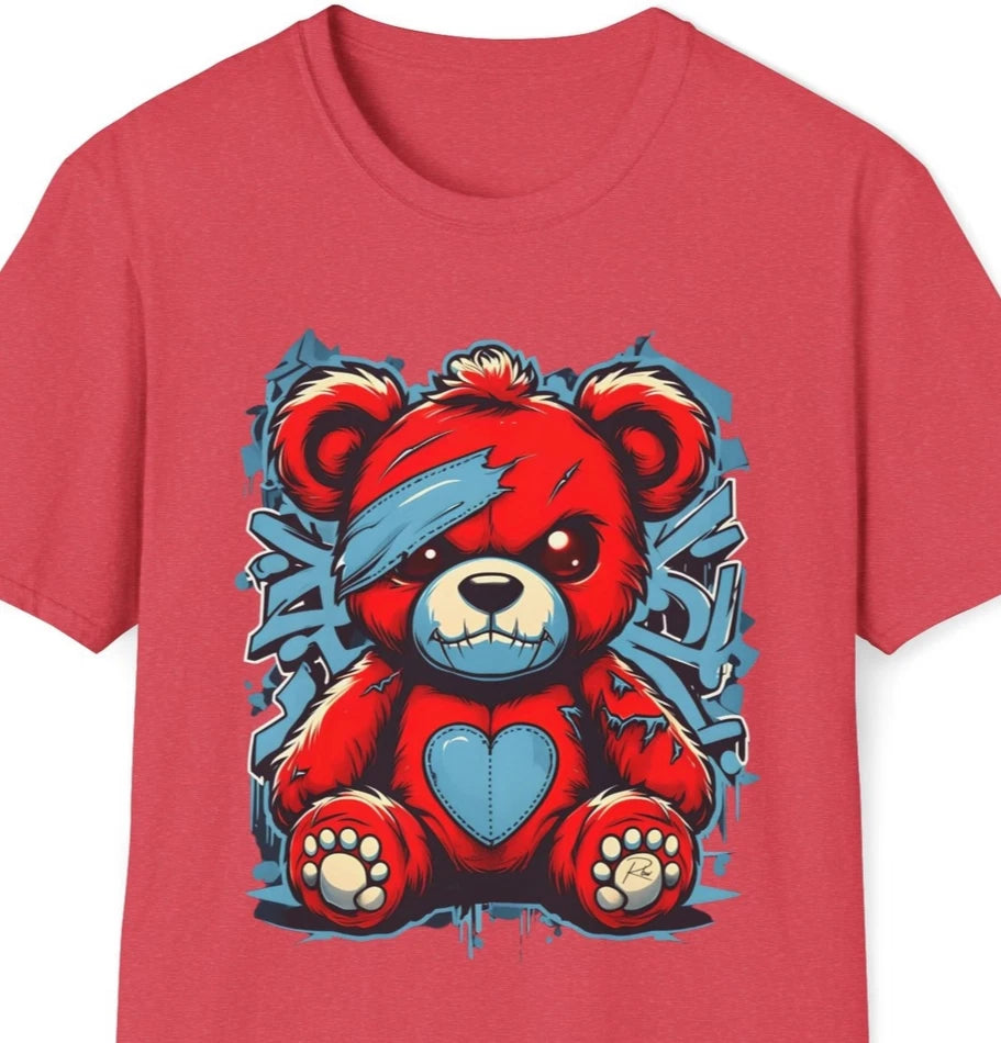 Mad Teddy Bear Unisex Graphic T-Shirt, Urban Streetwear Tee, Gift for Him & Her