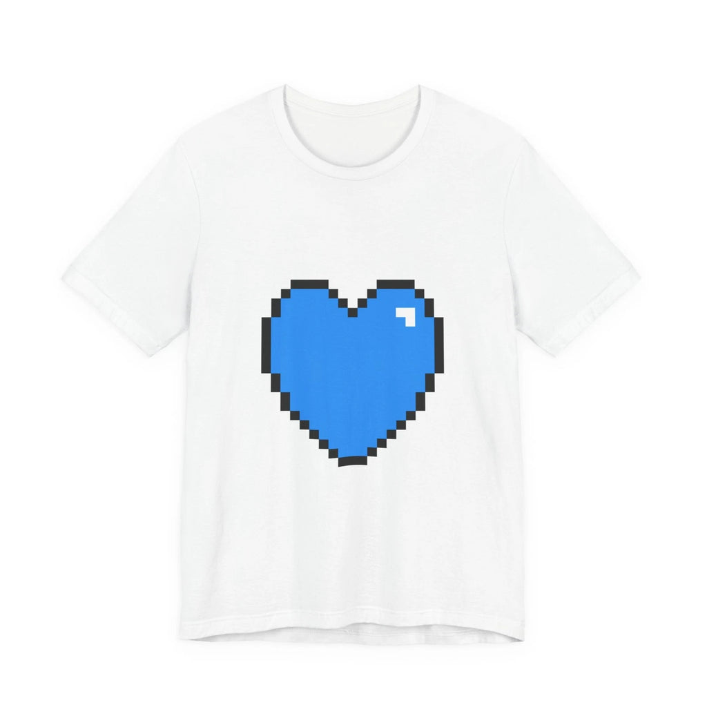 Unisex Jersey Short Sleeve Tee Cute Retro 8-Bit Pixel Art Gamer Blue Heart
