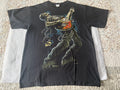 Vintage Black Skeleton Playing Guitar Men's T-Shirt Size Large Y2K Skulls Grunge