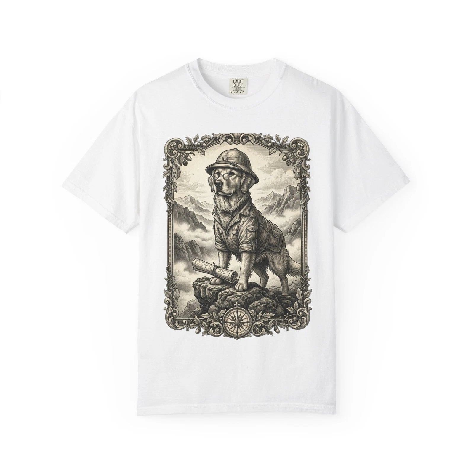 Explorer Dog Illustration T-shirt | Vintage Mountain Scout Design