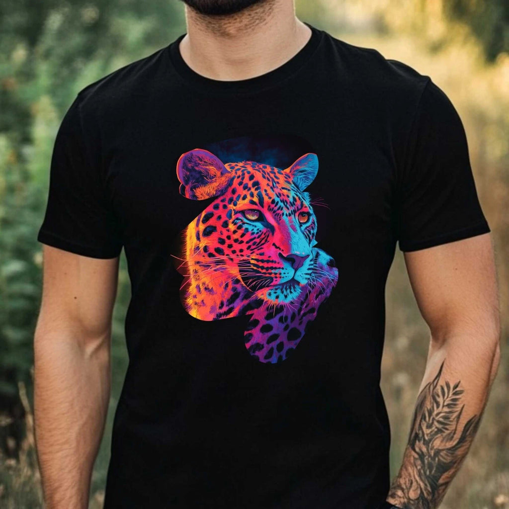 Mens Neon Leopard Print Cotton T-Shirt Size XS to 5XL