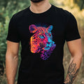 Mens Neon Leopard Print Cotton T-Shirt Size XS to 5XL