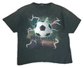Vtg 90s Big Ball Sports Pure Energy Soccer Lightning Faded Green T Shirt Large