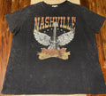 maurices Womens sz 1X Black Crew Neck Short Sleeve Nashville Music Tee